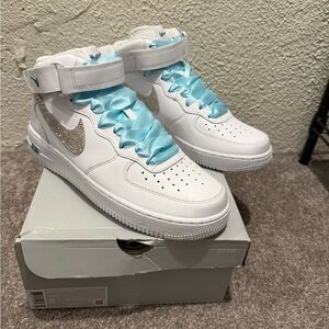 Nike White and Blue Athletic Shoes